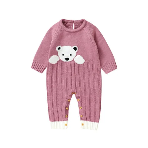 Baby Animal Pattern Knitted Long Sleeve Romper Mimixiong​