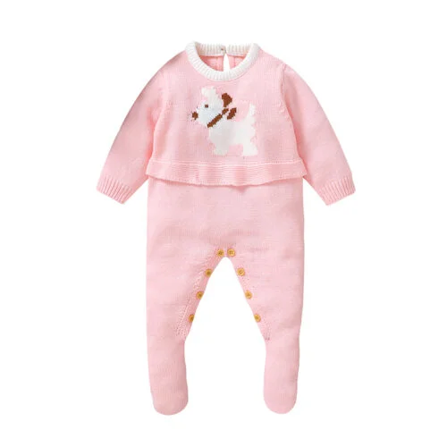 Baby Stocking Romper Cute Dog Pattern Knitted Mimixiong​